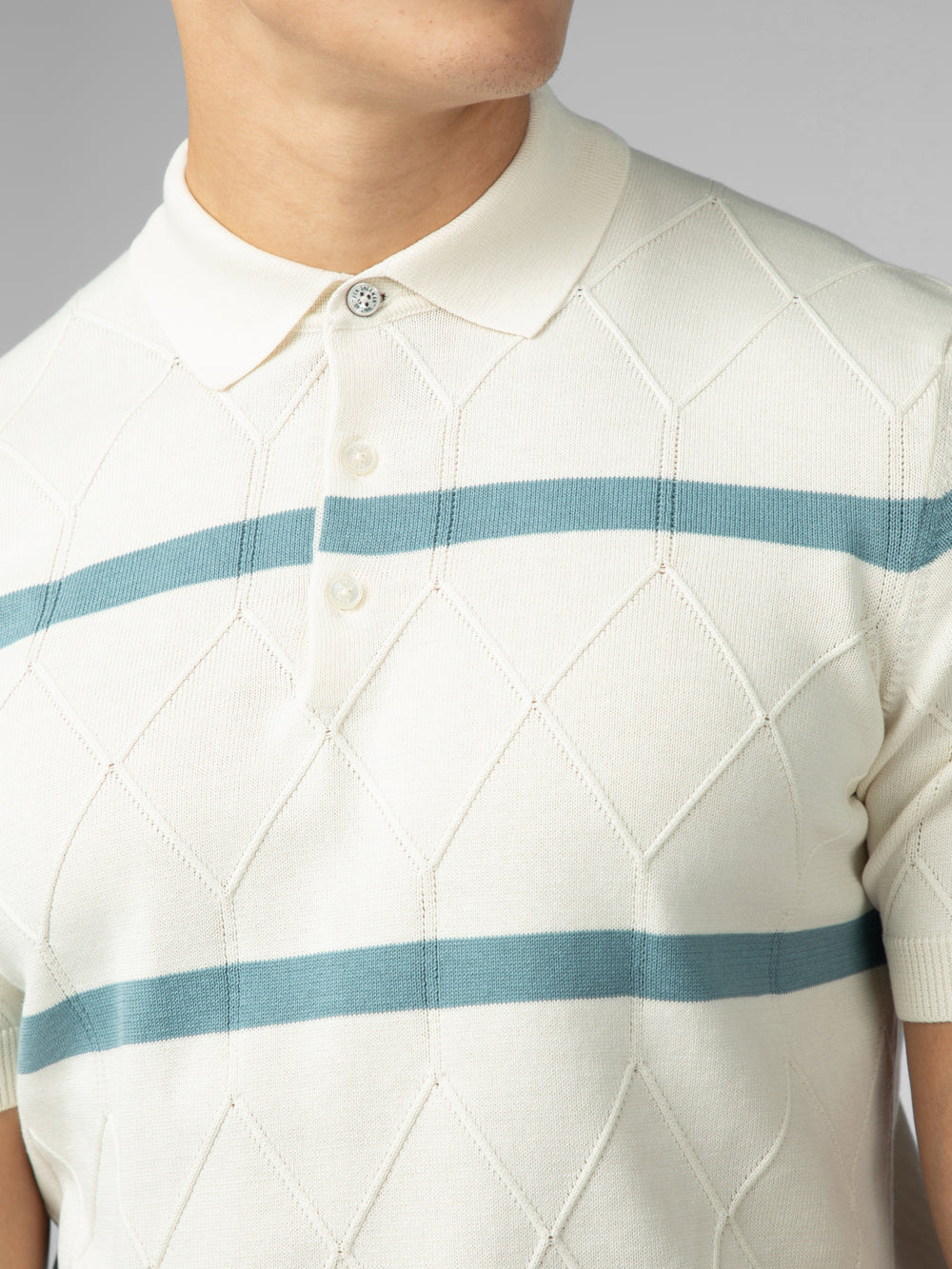 White Ben Sherman Signature Argyle Stripe Polo Knitwear | 8340-WDBXU