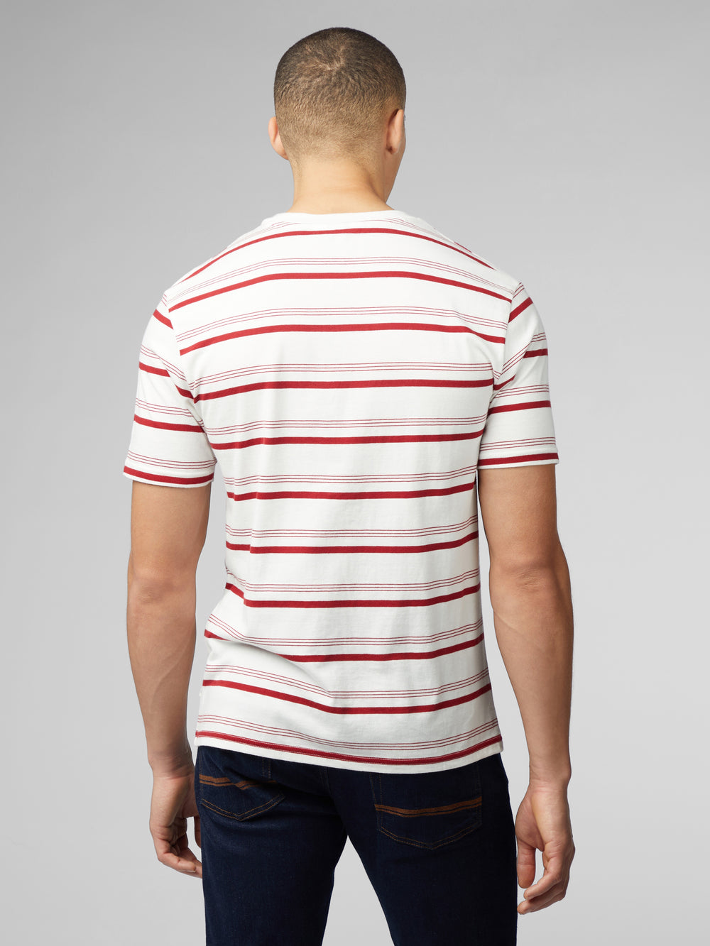 White Ben Sherman Signature Fine Stripe T-Shirt | 3482-KVNZX