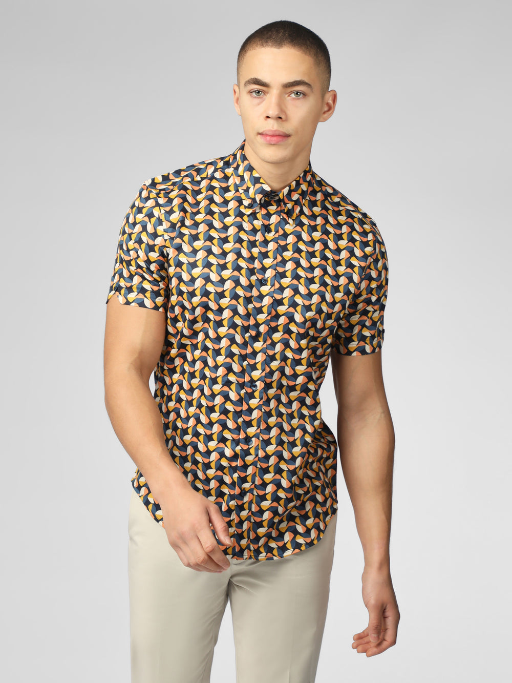 Yellow Ben Sherman Bahaus Geo Shirts | 6178-PHCDF